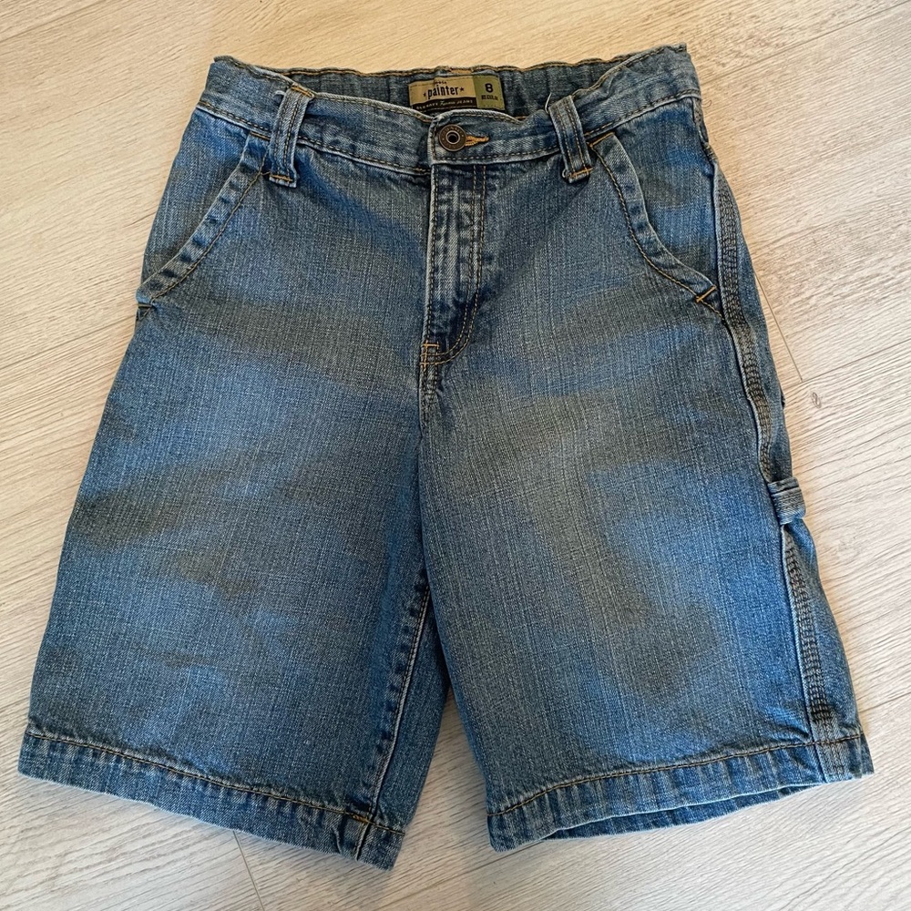 Old Navy denim cargo shorts, size 8, adjustable waist